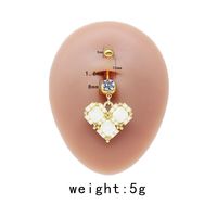 Simple Style Commute Clouds Heart Shape Shell Stainless Steel Alloy Copper Plating Inlay Rhinestones Zircon White Gold Plated Gold Plated Belly Ring sku image 7