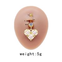 Simple Style Commute Clouds Heart Shape Shell Stainless Steel Alloy Copper Plating Inlay Rhinestones Zircon White Gold Plated Gold Plated Belly Ring sku image 8