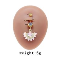 Simple Style Commute Clouds Heart Shape Shell Stainless Steel Alloy Copper Plating Inlay Rhinestones Zircon White Gold Plated Gold Plated Belly Ring sku image 9