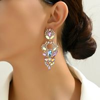 1 Pair Elegant Exaggerated Geometric Color Block Plating Inlay Zinc Alloy Glass Dangling Earrings main image 6