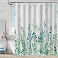 Retro Pastoral Flower Polyester Composite Needle Punched Cotton Shower Curtain sku image 65