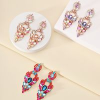 1 Pair Elegant Exaggerated Geometric Color Block Plating Inlay Zinc Alloy Glass Dangling Earrings main image 3