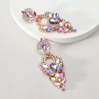 1 Pair Elegant Exaggerated Geometric Color Block Plating Inlay Zinc Alloy Glass Dangling Earrings main image 10
