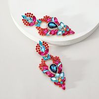 1 Pair Elegant Exaggerated Geometric Color Block Plating Inlay Zinc Alloy Glass Dangling Earrings sku image 2