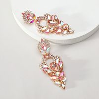 1 Pair Elegant Exaggerated Geometric Color Block Plating Inlay Zinc Alloy Glass Dangling Earrings sku image 3