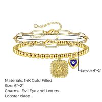 Classic Style Letter Devil's Eye Heart Shape Stainless Steel Copper Layered Plating 14k Gold Plated Bracelets main image 2