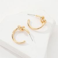 1 Pair Simple Style C Shape Plating Inlay Copper Artificial Pearls 14k Gold Plated Ear Studs main image 1