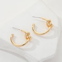 1 Pair Simple Style C Shape Plating Inlay Copper Artificial Pearls 14k Gold Plated Ear Studs main image 3