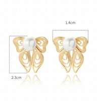 1 Pair Simple Style C Shape Plating Inlay Copper Artificial Pearls 14k Gold Plated Ear Studs main image 6
