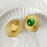 1 Pair Vacation Simple Style Spiral Plating 304 Stainless Steel Glass Stone 14K Gold Plated Ear Studs main image 5