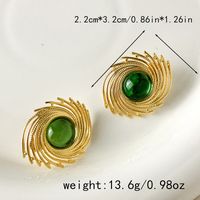1 Pair Vacation Simple Style Spiral Plating 304 Stainless Steel Glass Stone 14K Gold Plated Ear Studs main image 2