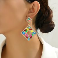 1 Pair Elegant Exaggerated Luxurious Square Plating Hollow Out Inlay Zinc Alloy Rhinestones Dangling Earrings main image 7