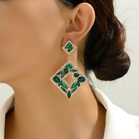 1 Pair Elegant Exaggerated Luxurious Square Plating Hollow Out Inlay Zinc Alloy Rhinestones Dangling Earrings main image 6