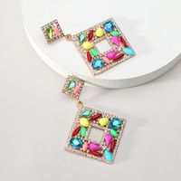 1 Pair Elegant Exaggerated Luxurious Square Plating Hollow Out Inlay Zinc Alloy Rhinestones Dangling Earrings main image 9