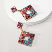 1 Pair Elegant Exaggerated Luxurious Square Plating Hollow Out Inlay Zinc Alloy Rhinestones Dangling Earrings main image 8