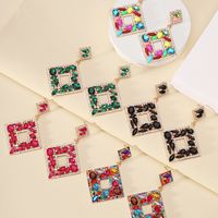 1 Pair Elegant Exaggerated Luxurious Square Plating Hollow Out Inlay Zinc Alloy Rhinestones Dangling Earrings main image 5