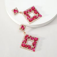 1 Pair Elegant Exaggerated Luxurious Square Plating Hollow Out Inlay Zinc Alloy Rhinestones Dangling Earrings sku image 4