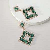 1 Pair Elegant Exaggerated Luxurious Square Plating Hollow Out Inlay Zinc Alloy Rhinestones Dangling Earrings sku image 5