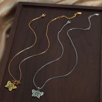 Einfacher Stil Schmetterling Titan Stahl Emaille Überzug 18 Karat Vergoldet Halskette Mit Anhänger main image 3