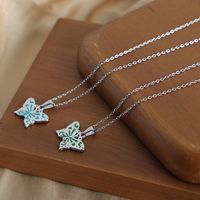 Simple Style Butterfly Titanium Steel Enamel Plating 18k Gold Plated Pendant Necklace main image 9