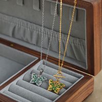 Einfacher Stil Schmetterling Titan Stahl Emaille Überzug 18 Karat Vergoldet Halskette Mit Anhänger main image 5