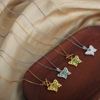 Einfacher Stil Schmetterling Titan Stahl Emaille Überzug 18 Karat Vergoldet Halskette Mit Anhänger main image 1