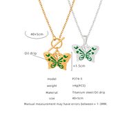 Simple Style Butterfly Titanium Steel Enamel Plating 18k Gold Plated Pendant Necklace main image 2