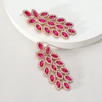 1 Pair Elegant Maple Leaf Plating Hollow Out Inlay Zinc Alloy Rhinestones Drop Earrings main image 7