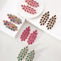 1 Pair Elegant Maple Leaf Plating Hollow Out Inlay Zinc Alloy Rhinestones Drop Earrings main image 4