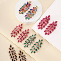 1 Pair Elegant Maple Leaf Plating Hollow Out Inlay Zinc Alloy Rhinestones Drop Earrings main image 5