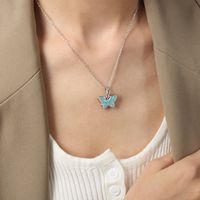 Simple Style Butterfly Titanium Steel Enamel Plating 18k Gold Plated Pendant Necklace sku image 3