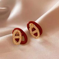 1 Pair Classical Retro Letter Plating Inlay Alloy Rhinestones Gold Plated Silver Plated Ear Studs main image 1