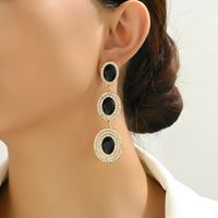 1 Pair Glam Luxurious Oval Plating Inlay Alloy Rhinestones Glass Drop Earrings main image 7