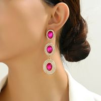 1 Pair Glam Luxurious Oval Plating Inlay Alloy Rhinestones Glass Drop Earrings main image 6