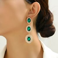 1 Pair Glam Luxurious Oval Plating Inlay Alloy Rhinestones Glass Drop Earrings main image 8