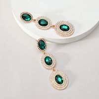 1 Pair Glam Luxurious Oval Plating Inlay Alloy Rhinestones Glass Drop Earrings main image 9