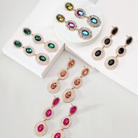 1 Pair Glam Luxurious Oval Plating Inlay Alloy Rhinestones Glass Drop Earrings main image 4