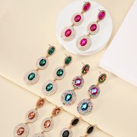 1 Pair Glam Luxurious Oval Plating Inlay Alloy Rhinestones Glass Drop Earrings main image 5