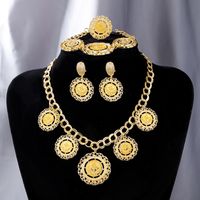Vintage Style Solid Color Copper 18k Gold Plated Jewelry Set In Bulk sku image 1