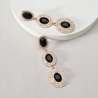 1 Pair Glam Luxurious Oval Plating Inlay Alloy Rhinestones Glass Drop Earrings sku image 4