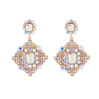 1 Pair Elegant Luxurious Classic Style Geometric Plating Inlay Alloy Rhinestones Glass Gold Plated Drop Earrings main image 5