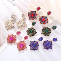 1 Pair Elegant Luxurious Classic Style Geometric Plating Inlay Alloy Rhinestones Glass Gold Plated Drop Earrings main image 1