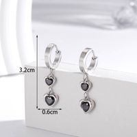 1 Pair French Style Simple Style Heart Shape Stainless Steel Zircon 18k Gold Plated Drop Earrings main image 6