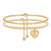 Vacation Letter Heart Shape Copper Plating 14K Gold Plated Women's Anklet sku image 1