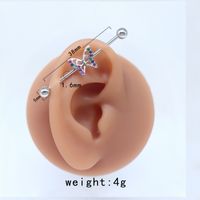 1 Piece Tropical Butterfly Plating Inlay Stainless Steel Copper Rhinestones Glass White Gold Plated Ear Studs sku image 3