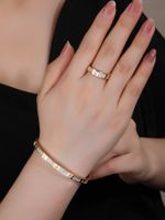 Einfacher Stil Geometrisch Kupfer 18 Karat Vergoldet Zirkon Ringe Armbänder In Masse main image 1
