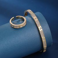Simple Style Geometric Copper 18k Gold Plated Zircon Rings Bracelets In Bulk sku image 1