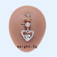 Sweet Artistic Cross Round Heart Shape Stainless Steel Copper Plating Inlay Rhinestones White Gold Plated Gold Plated Belly Ring sku image 4