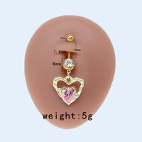 Sweet Artistic Cross Round Heart Shape Stainless Steel Copper Plating Inlay Rhinestones White Gold Plated Gold Plated Belly Ring sku image 11