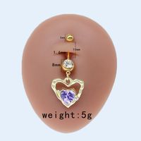 Sweet Artistic Cross Round Heart Shape Stainless Steel Copper Plating Inlay Rhinestones White Gold Plated Gold Plated Belly Ring sku image 12